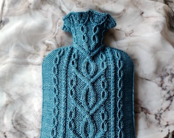Hot Water Bottle Cover - Knitting Pattern - Hot Water Bottle Cozy - Cable knitting pattern - Knitted gift
