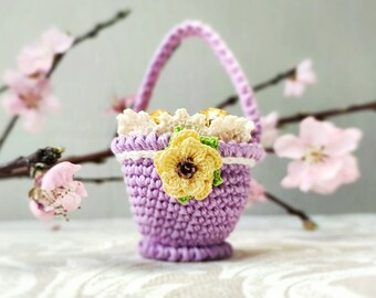 Mini Easter Basket crochet pattern - Easter egg holder - Miniature Easter egg basket - Easter ornaments - PDF - Instant download