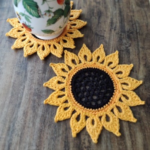 Patrón de posavasos de girasol a crochet: Decoración de mesa fácil (PDF)