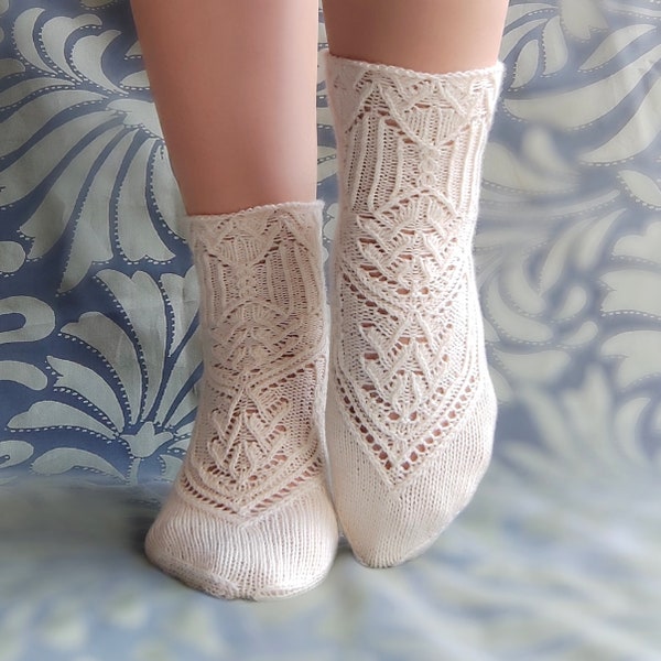 Socks Knitting Pattern - Corinth Socks - Ankle Socks - Lace socks pattern - PDF