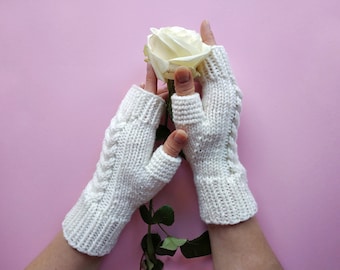 PDF - Fingerless mittens knitting pattern - Cassandra Fingerless gloves - Arm warmers womens - DIY birthday gift for her