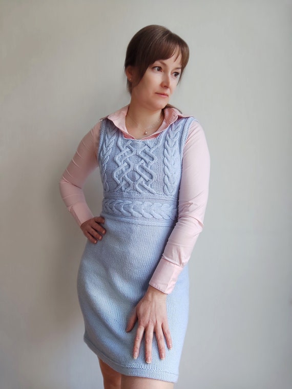 Cable Knit Mini Dress Pattern: Sleeveless Design (PDF) - Etsy