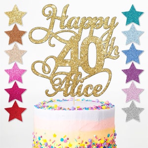 Custom Glitter Cake Topper, Personalizado Cake Topper, Any Words Cake Topper, Any Age & Name, Glitter Topper, 22 colores diferentes