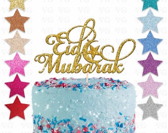 Custom Eid Mubarak Glitter Cake Topper, Personalised Cake Topper, Any Words Cake Topper, Any Age & Name, Glitter Topper, 22 colours