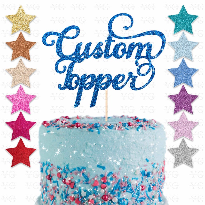 Custom Glitter Cake Topper, Personalised Cake Topper, Any Words Cake Topper, Any Age & Name, Glitter Topper, 22 different colours image 10