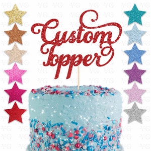 Custom Glitter Cake Topper, Personalised Cake Topper, Any Words Cake Topper, Any Age & Name, Glitter Topper, 22 different colours image 7