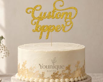 Personalised Custom Wording Cake Topper, Any Message, Any Words, Glitter or Mirror Card