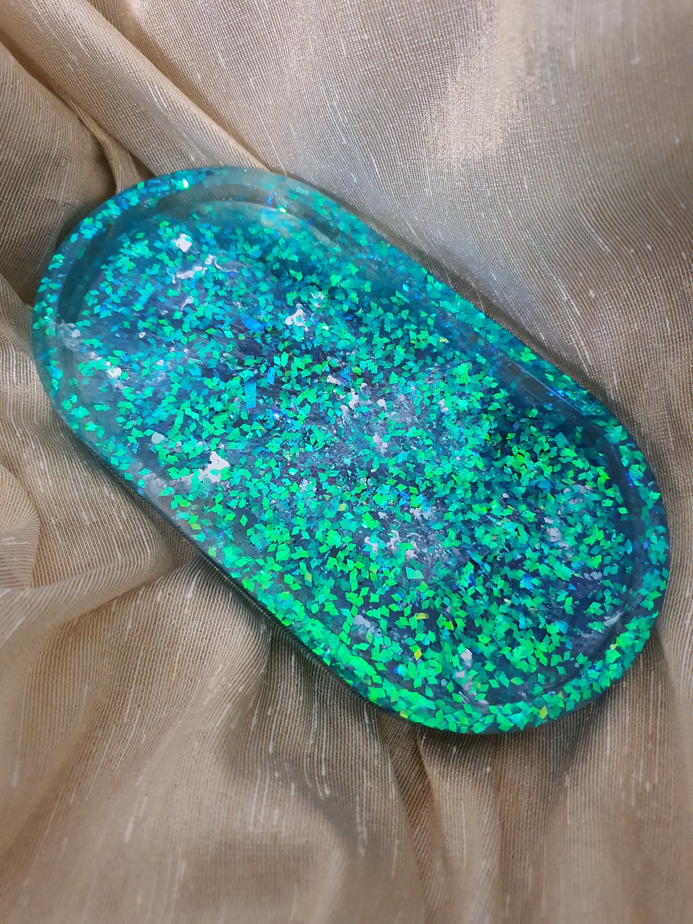 Turqoise resin Trinket Tray handmade Etsy