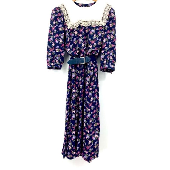 Vintage floral belted midi dress