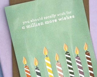 Un millón de deseos más / Tarjeta de cumpleaños con velas / Dulce y divertida felicitación de cumpleaños (A2, interior en blanco)
