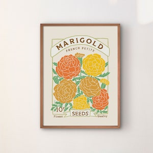 Marigolds Seed Packet Art Print Poster