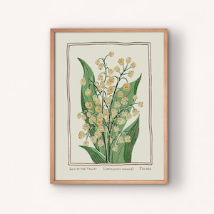Lily of the Valley Art Print | Vintage Style Flower Poster | May Birth Flower | Multiple US standard sizes from 5x7 up to 24x36 inches