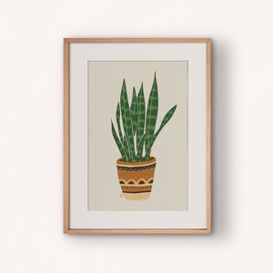 Snake Plant Art Printable | Botanical Wall Art | Digital Download Art | Boho Wall Art | Plant Lover Gift | Plant Lady Art