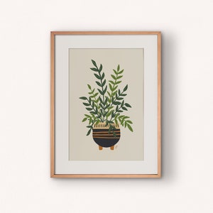 House Plant Art Printable | Boho Botanical Wall Art | Digital Download Art | Abstract Botanical Art | Plant Lover Gift | Plant Lady Art