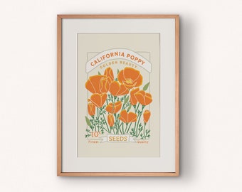 California Poppy Seed Packet Poster Print