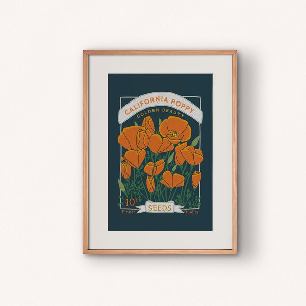 California Poppy Seed Packet Poster Print