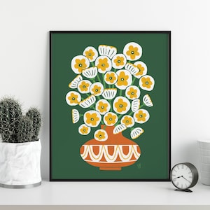 Mid Century Modern Bouquet Floral Wall Art Print