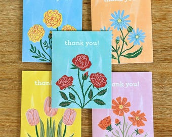 Thank You Card Set | Illustrated Floral Greeting Cards | A2 size | For baby showers, wedding, graduation, teacher appreciation