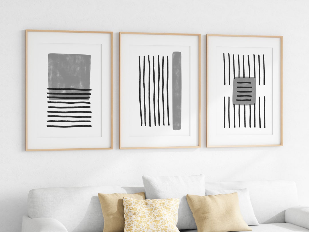 Minimalist Black and Gray Wall Art Set of 3 Digital - Etsy