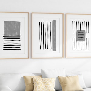 Minimalist Black and Gray Wall Art Set of 3 Digital - Etsy