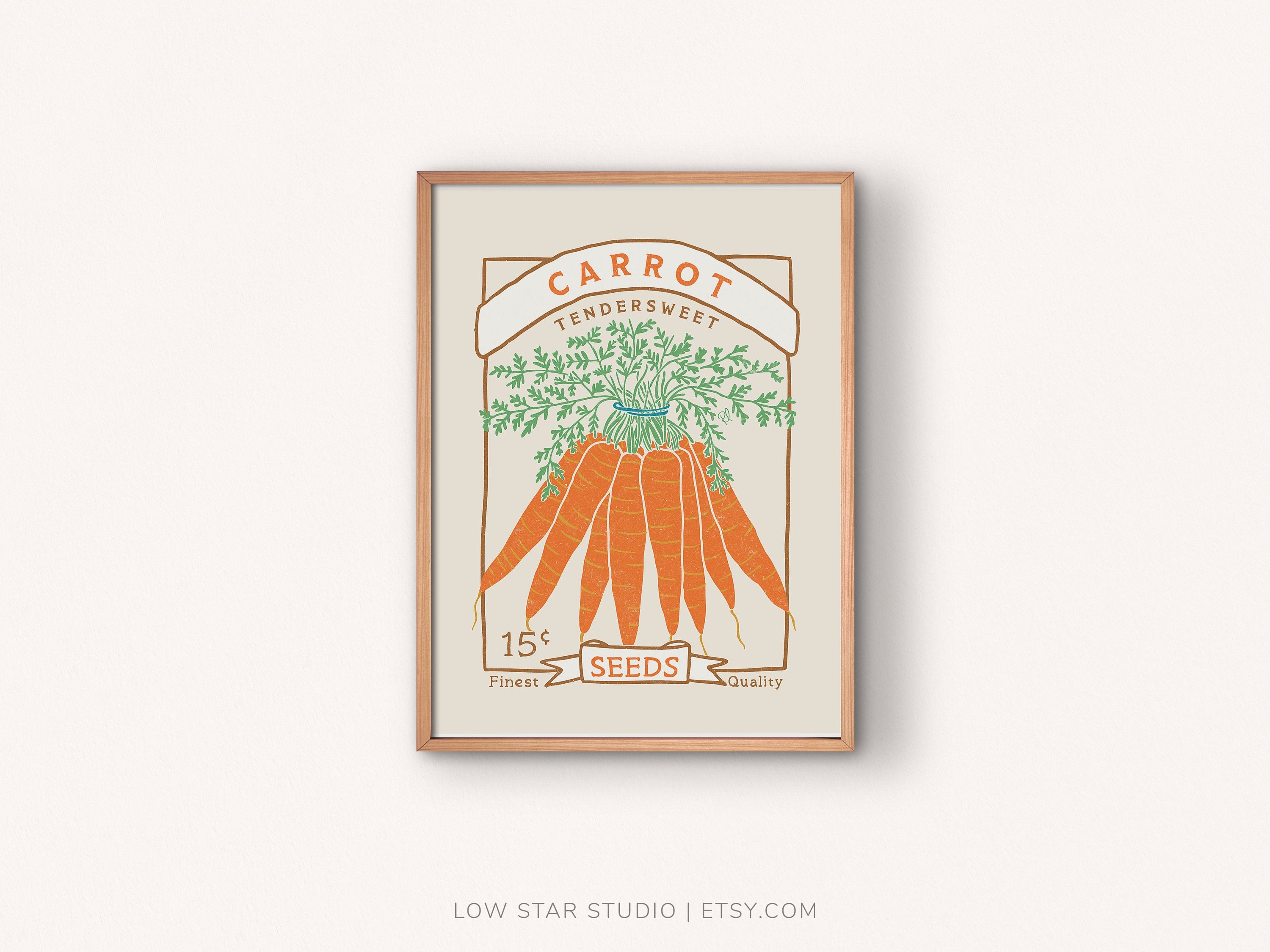 Carrot Wall Art Printable Seed Packet Art Print Farmhouse Decor Digital ...