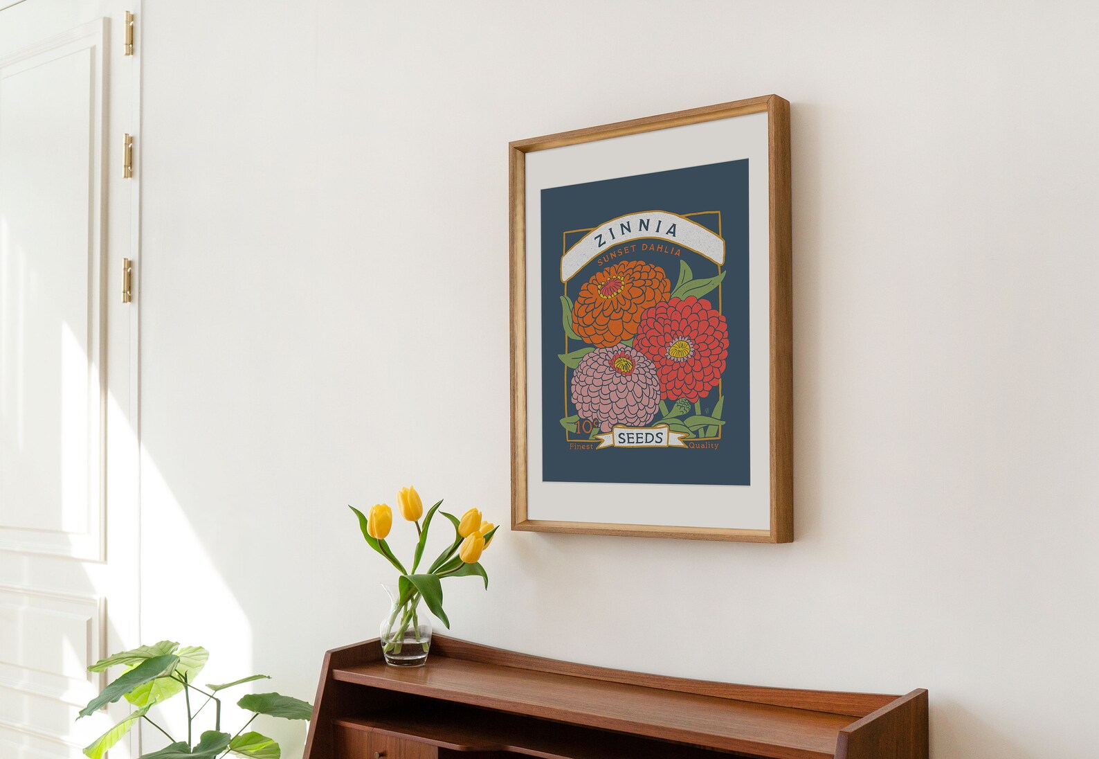 Zinnia Wall Art Printable Seed Packet Art Print Boho Wall Etsy
