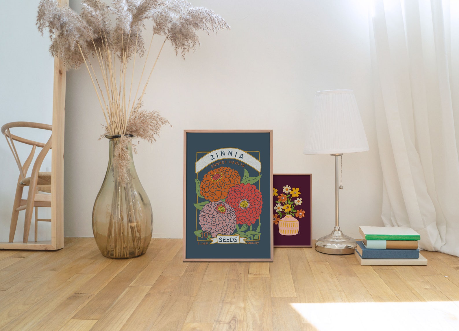 Zinnia Wall Art Printable Seed Packet Art Print Boho Wall Etsy