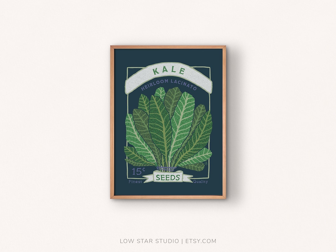 Kale Wall Art Printable Seed Packet Art Print Kitchen Decor Digital ...