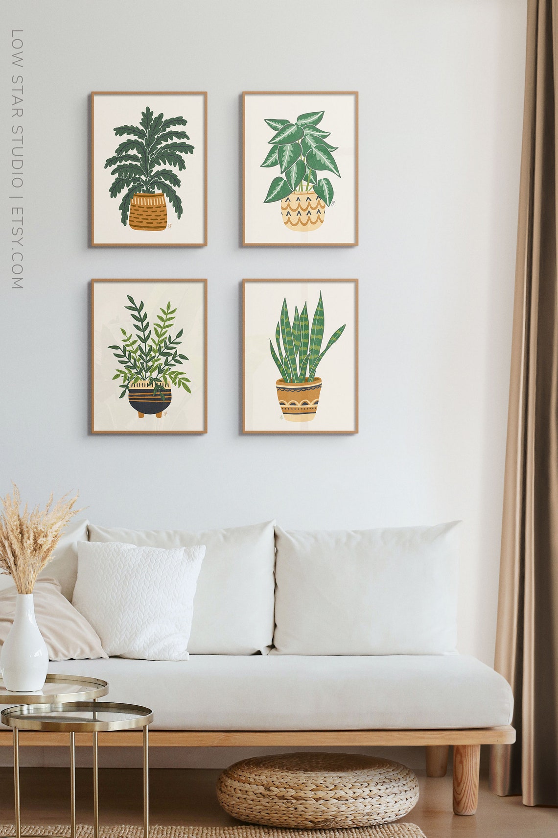 Modern Houseplants Art Set of 4 Botanical Wall Art - Etsy