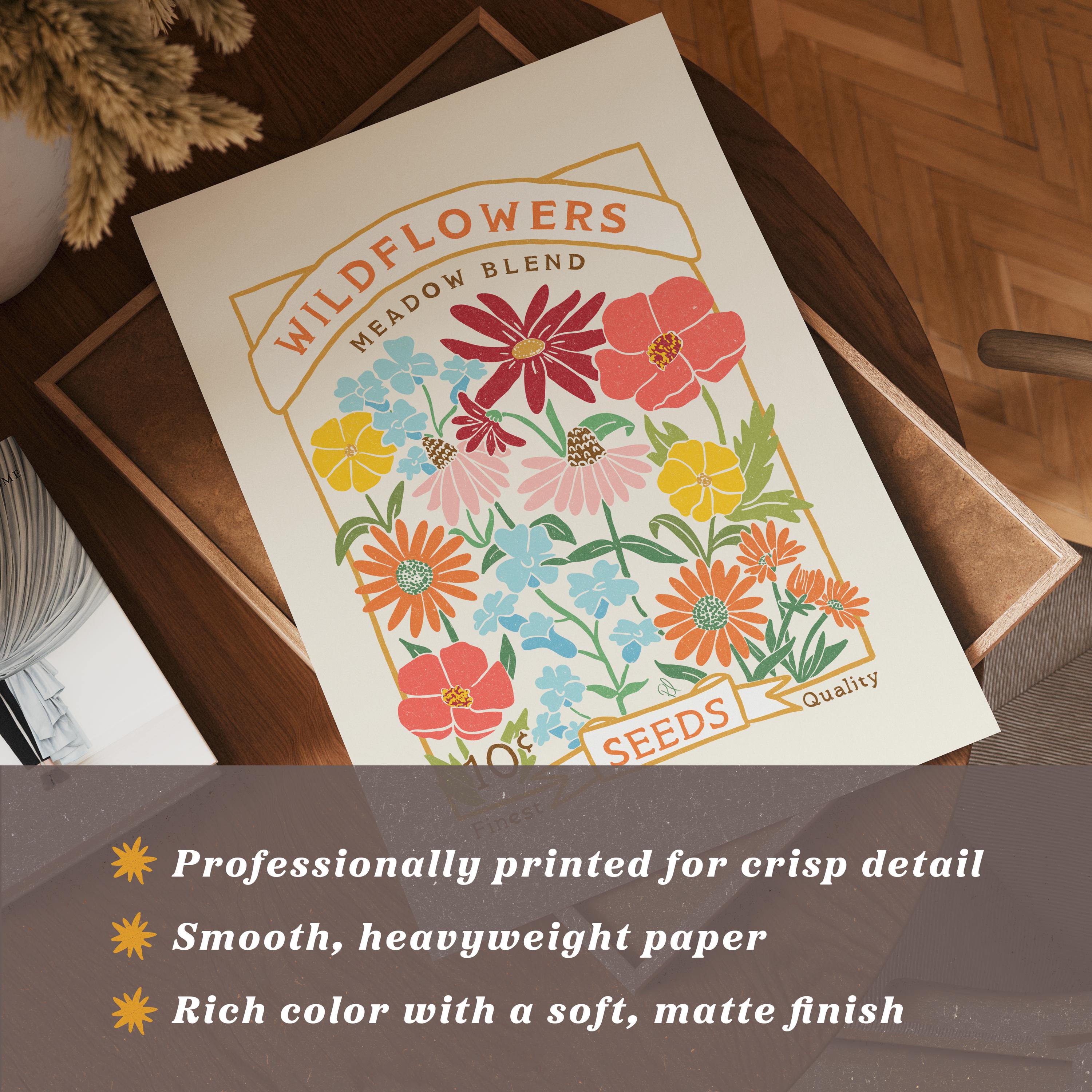 Wildflower Botanical Art Print – Vintage Garden Wall Art, Cottagecore ...