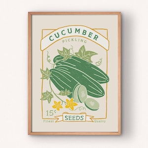 Cucumber Seed Packet Art Print Poster | Available in many US standard sizes from 5x7 up to 24x36 inches