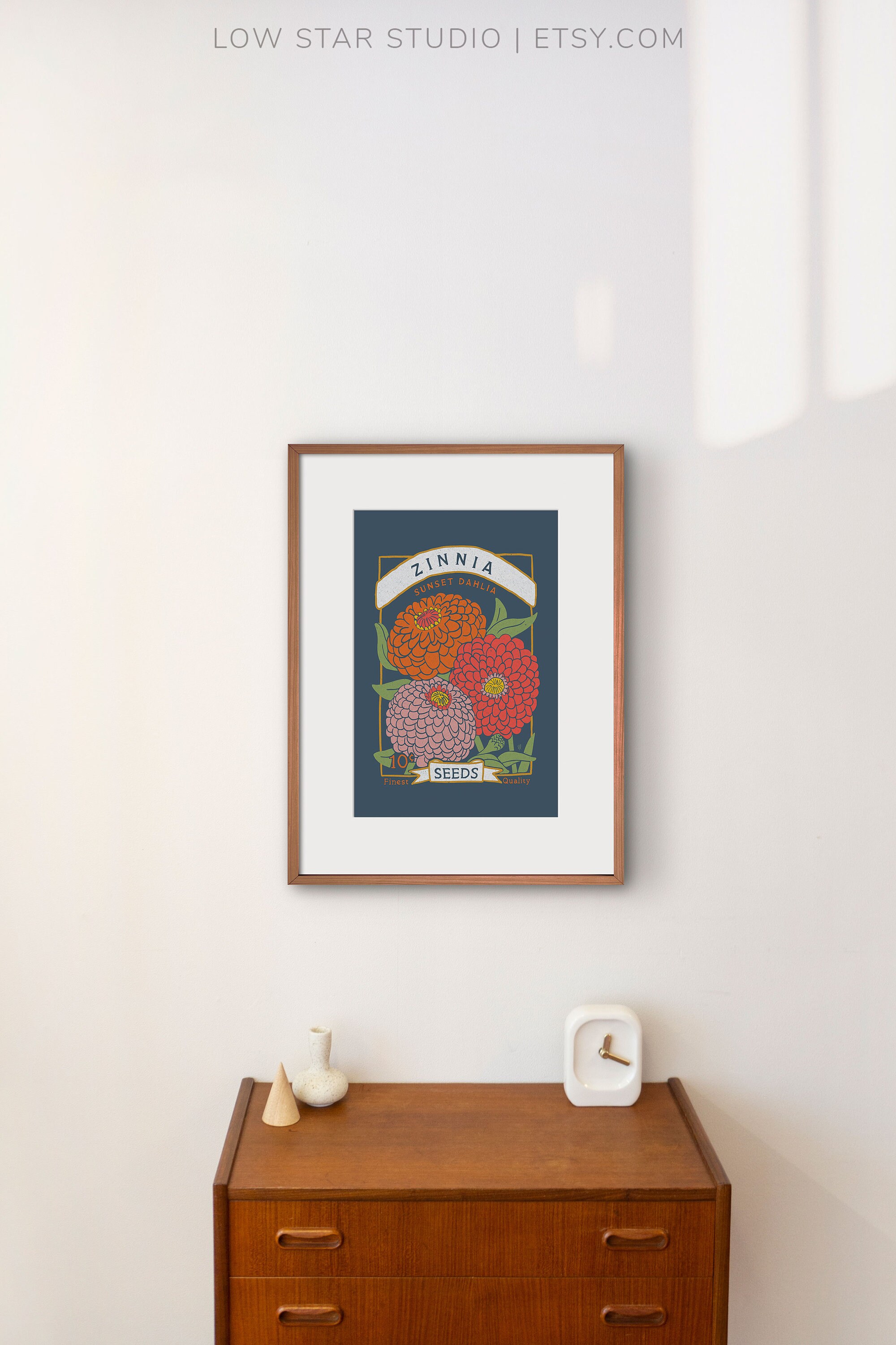 Zinnia Wall Art Printable Seed Packet Art Print Boho Wall Etsy