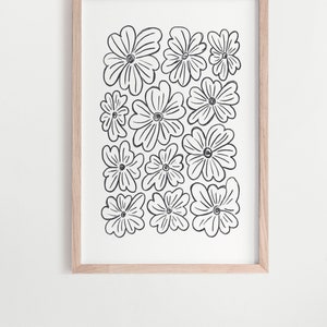 Black and White Modern Abstract Floral Wall Art Printable - Etsy