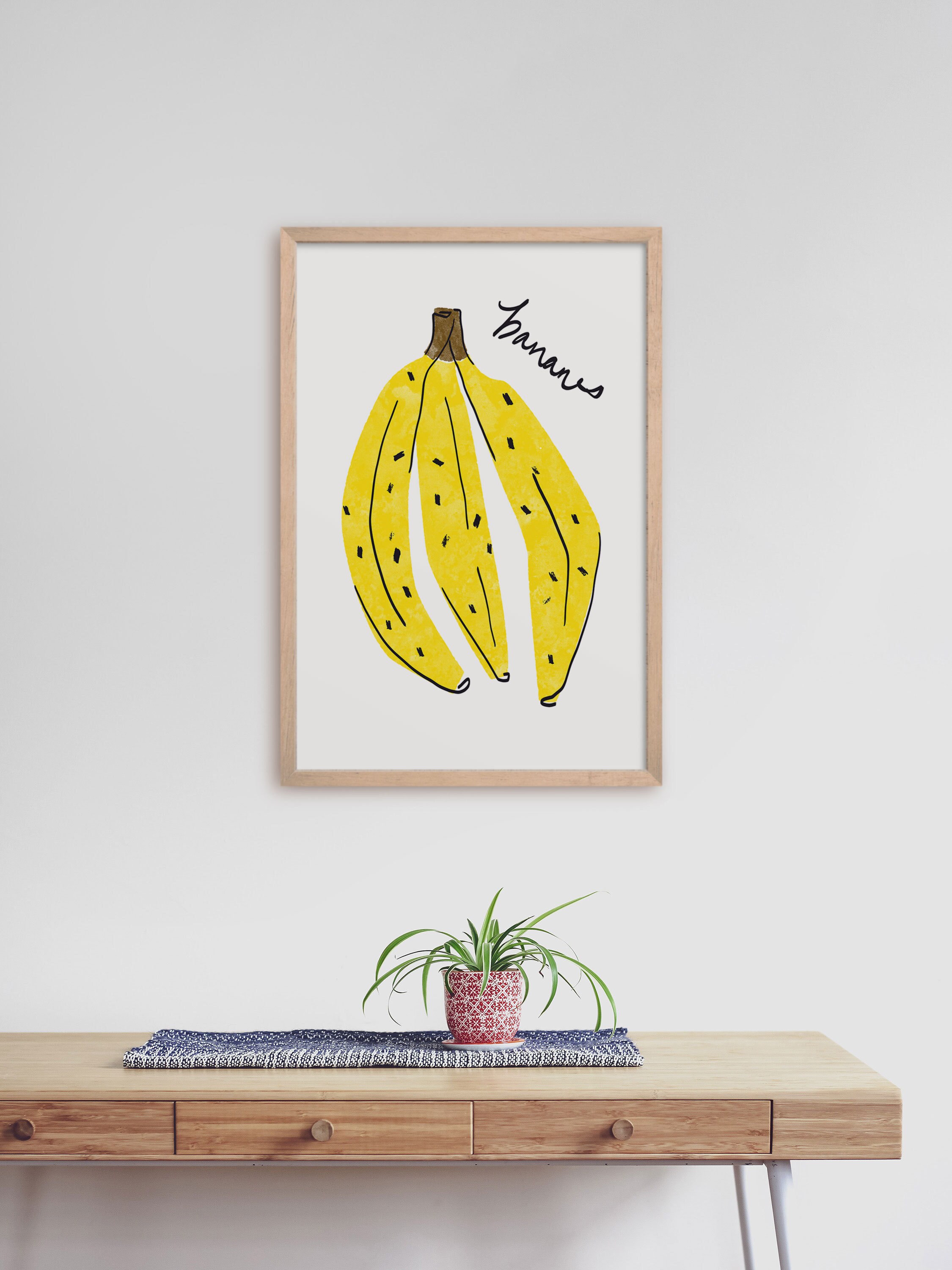 Bananes Bananas French Fruit Art Modern Kitchen Art Etsy