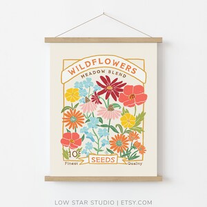Wildflowers Seed Packet Poster: Vintage Inspired Floral Wall Art