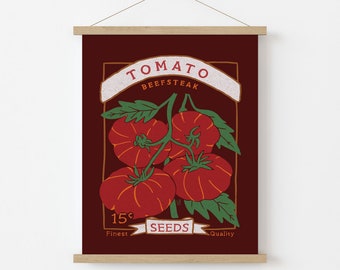 Beefsteak Tomate Samen Tüte Kunstdruck Poster in &quot;&quot;Deep Red&quot;&quot; | Erhältlich in vielen US-Standardgrößen von 13x18 bis 24x36 Zoll