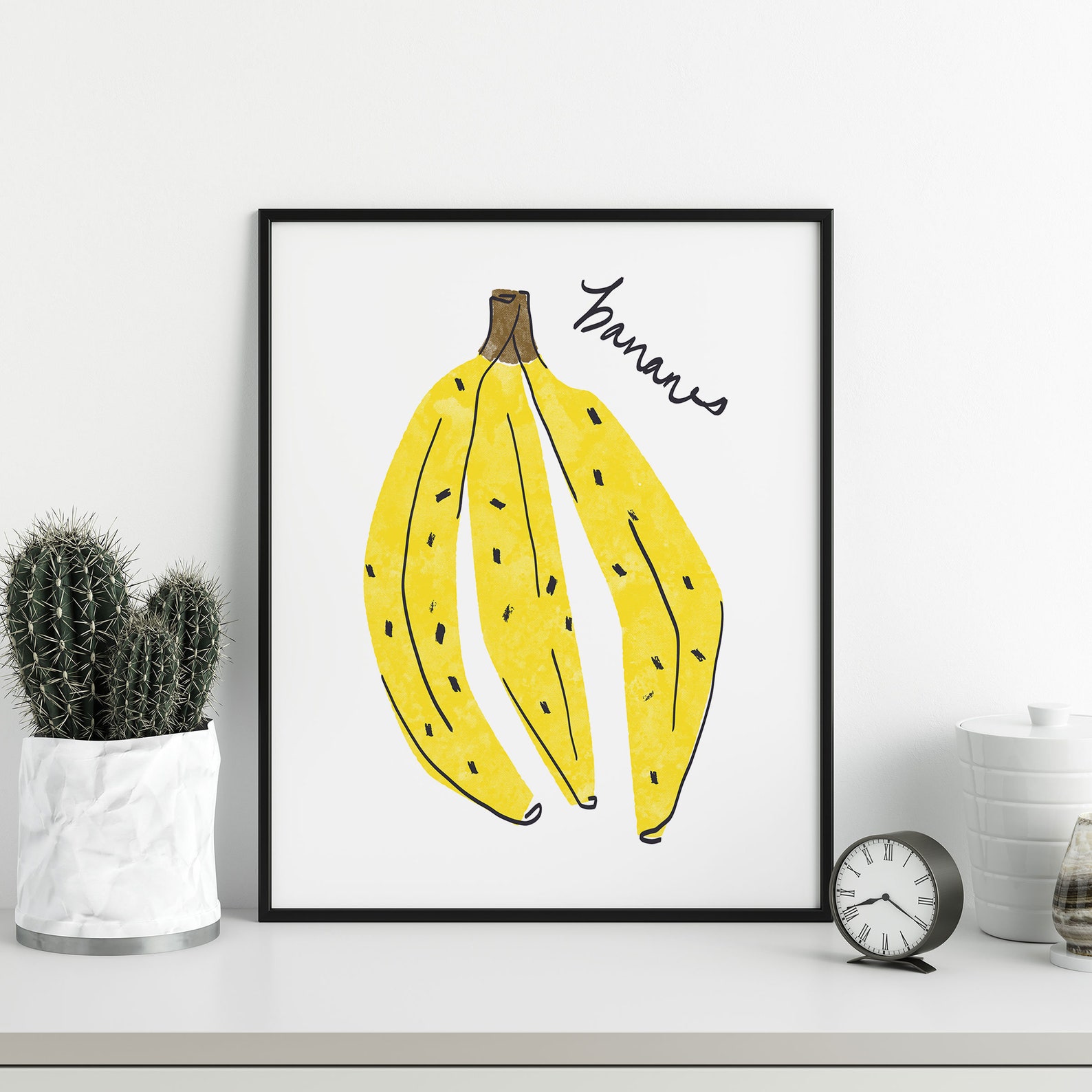 Bananes Bananas French Fruit Art Modern Kitchen Art Etsy