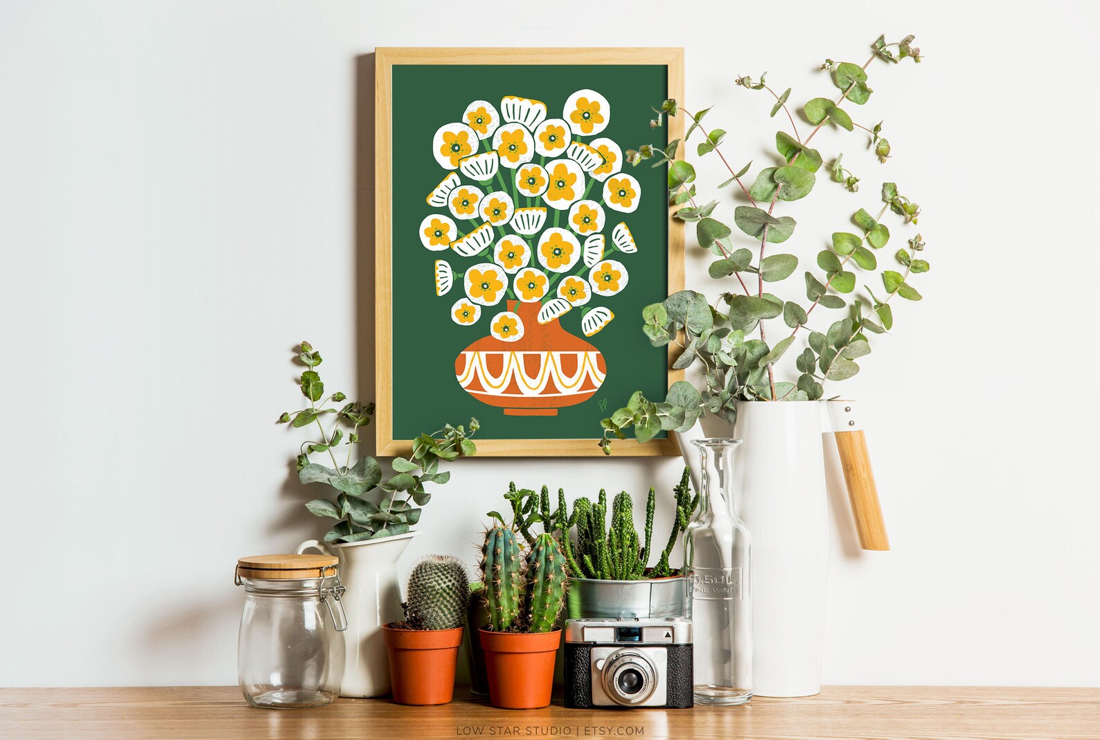 Mid Century Modern Bouquet Floral Wall Art Flower Decor Etsy