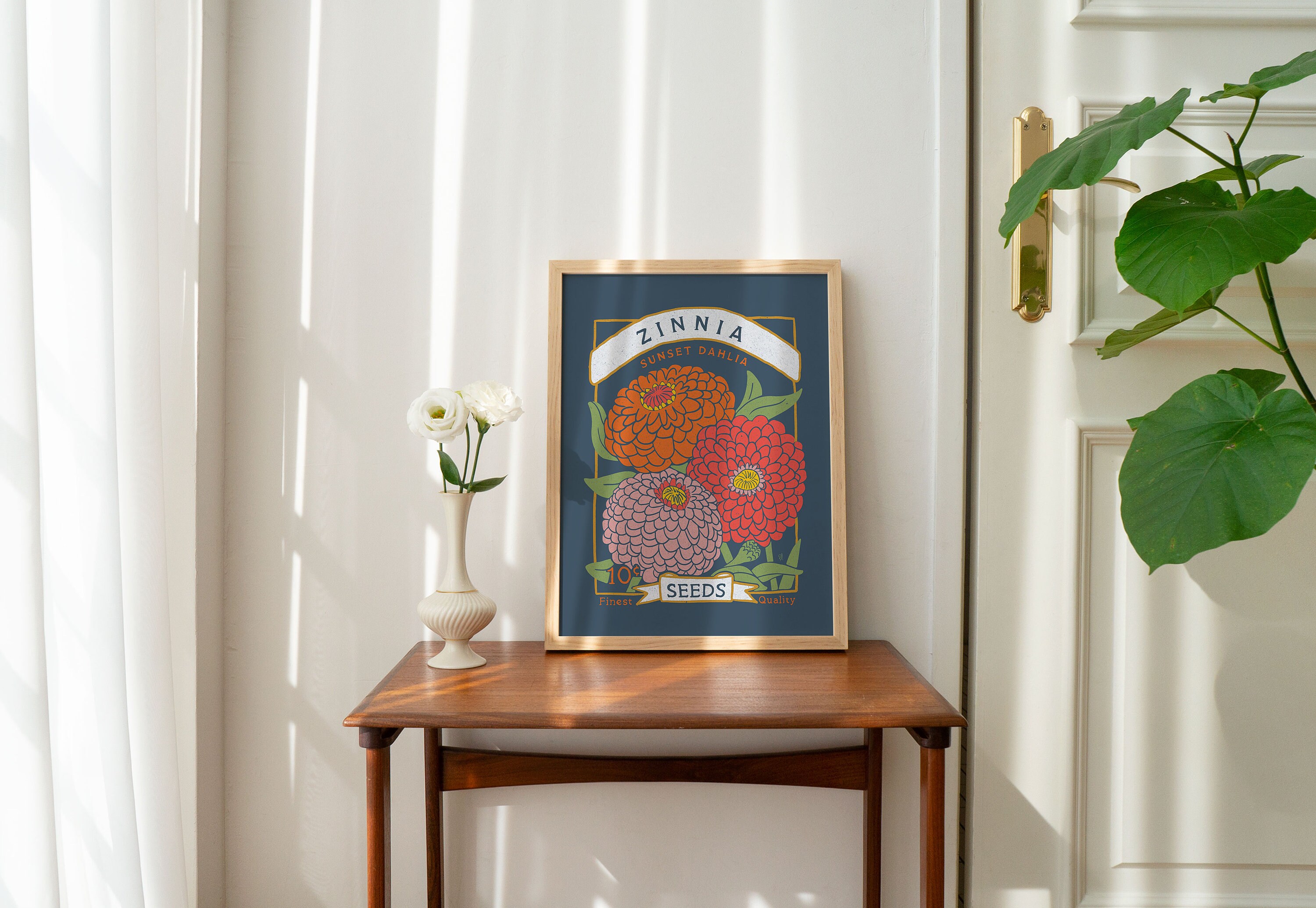 Zinnia Wall Art Printable Seed Packet Art Print Boho Wall Etsy