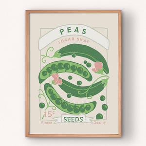 Sugar Snap Pea Seed Packet Art Print Poster | Available in many US standard sizes from 5x7 up to 24x36 inches