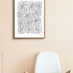 Black and White Modern Abstract Floral Wall Art Printable - Etsy
