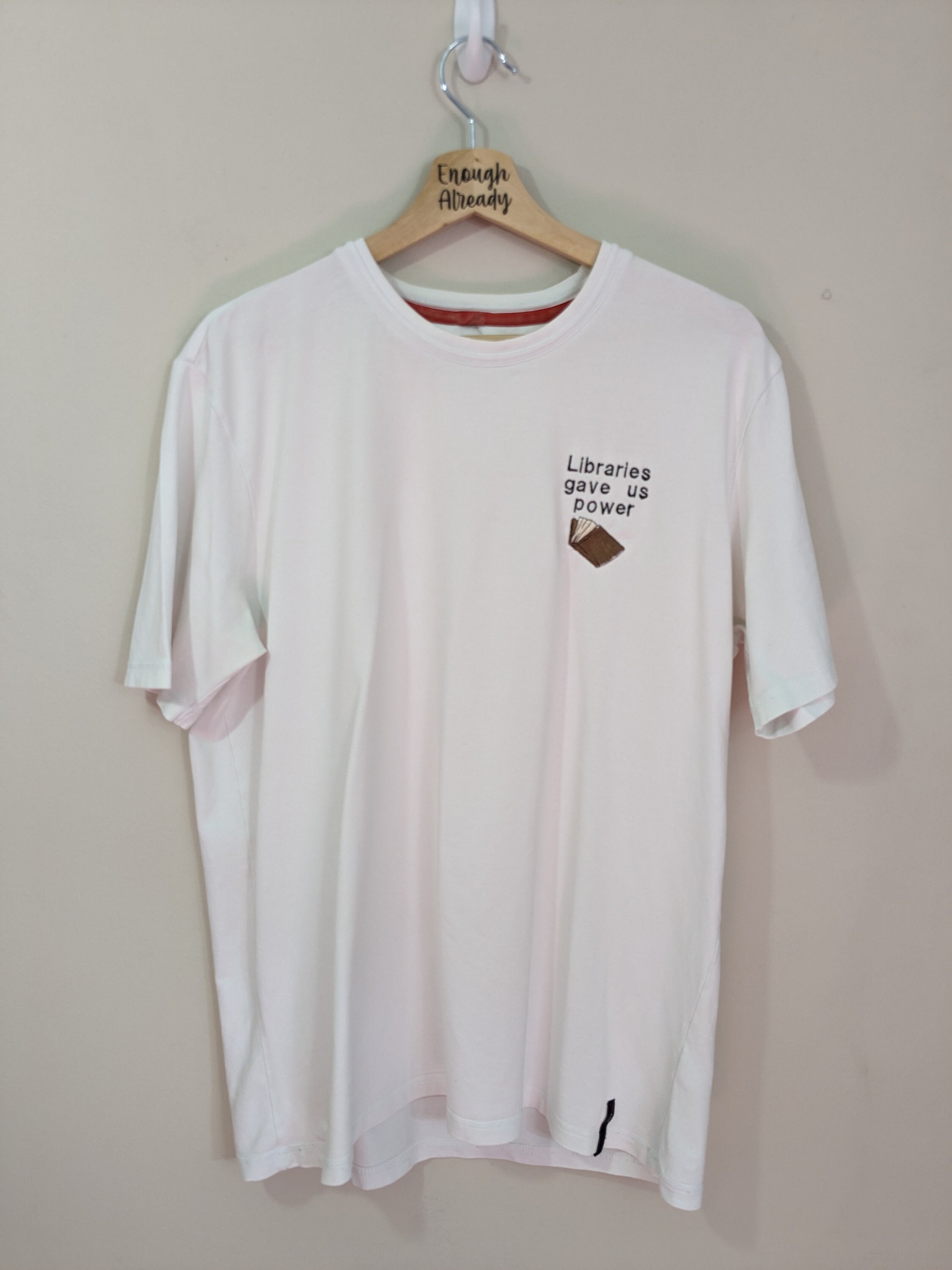 Size XL Reworked White Tshirt Embroidered Libraries Gave Us Etsy UK