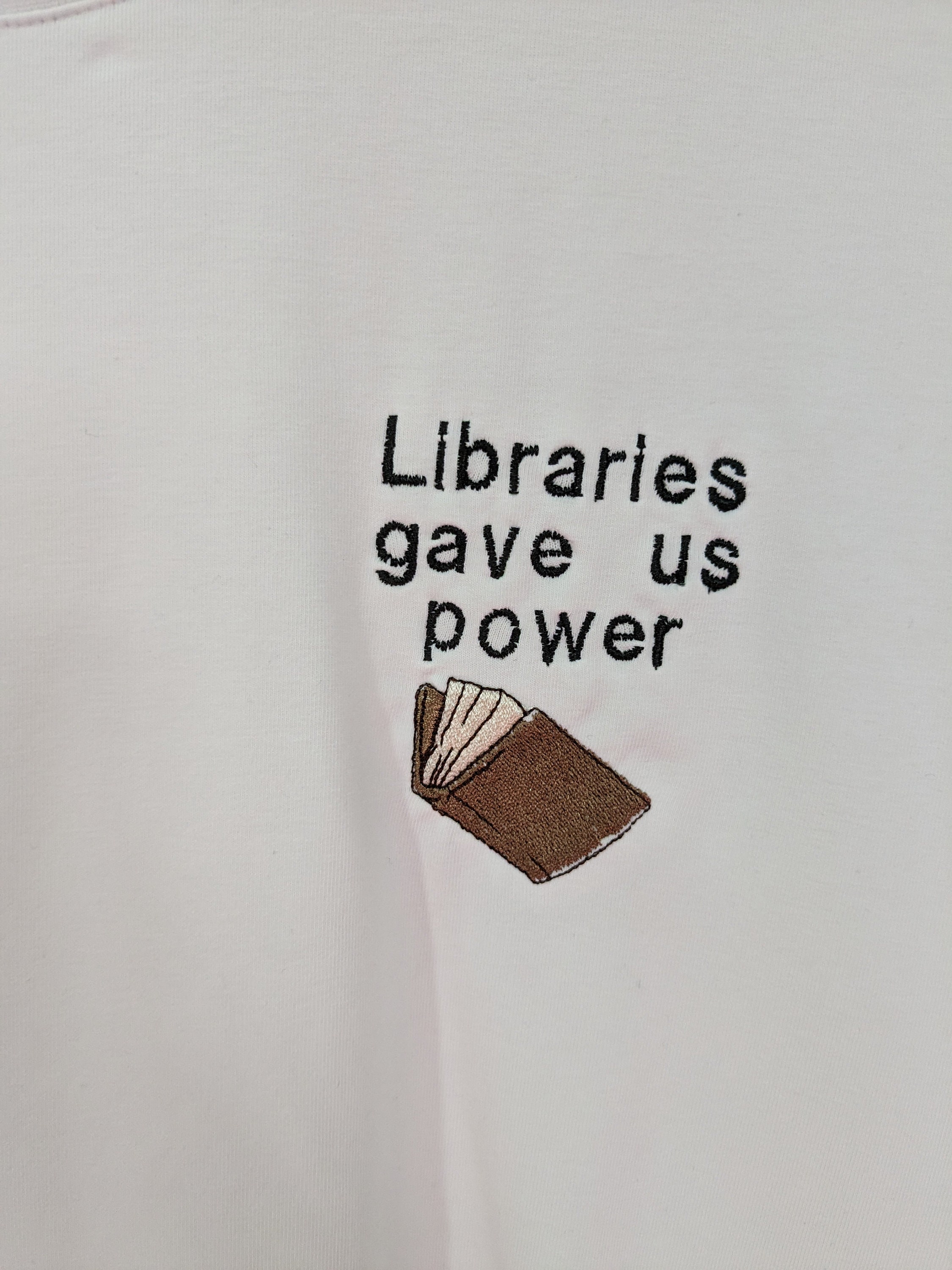 Size XL Reworked White Tshirt Embroidered Libraries Gave Us Etsy