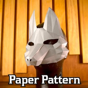 Dog, Wolf Anubis Mask Masquerade Paper Craft Pattern | Costume Accessory, Cosplays, Parties, Wolf Head and Face, Animal, Therian Template