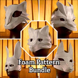 Schuimpatroonbundel dierenmaskerademasker | Anubis, wolf, kat, konijn, draak | Kostuums, cosplays, feestjes, fursuit, Therian Craft-sjabloon