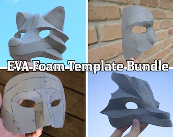 Masquerade Masks Foam Digital Pattern Bundle | Wolf, Dragon, Half and Full Face | For Parties, Balls, Costumes, Cosplays