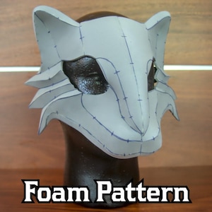Cat, Lion, Tiger Mask Masquerade Foam Pattern | Costume Accessory, Cosplays, Parties, Fursuit Head and Face, Animal, Therian Craft Template