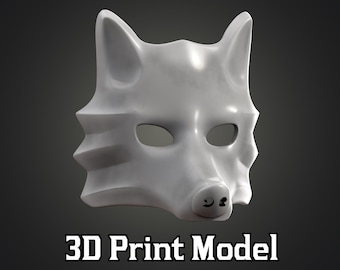 Modèle d'impression 3D de masque de loup, de chien et de renard | Cosplays, Déguisements, objet graphique, Fêtes, Boules, Costume de fourrure, Therian, Halloween