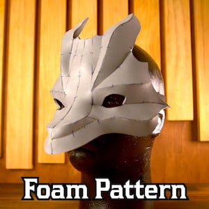 Dragon Mask Masquerade Foam Pattern | Costume Accessory, Cosplays, Parties, Fursuit Head and Face, Animal, Therian Craft Template