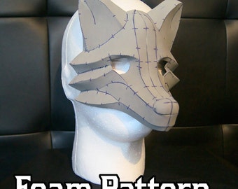 Wolf and Fox Mask Masquerade Foam Pattern | For Parties, Balls, Costumes, Cosplays